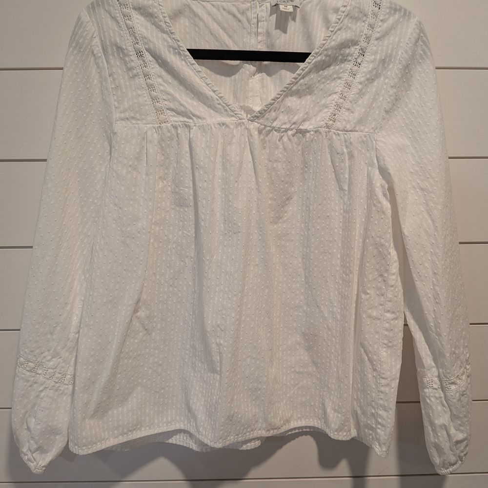 J. Crew White Textured Blouse